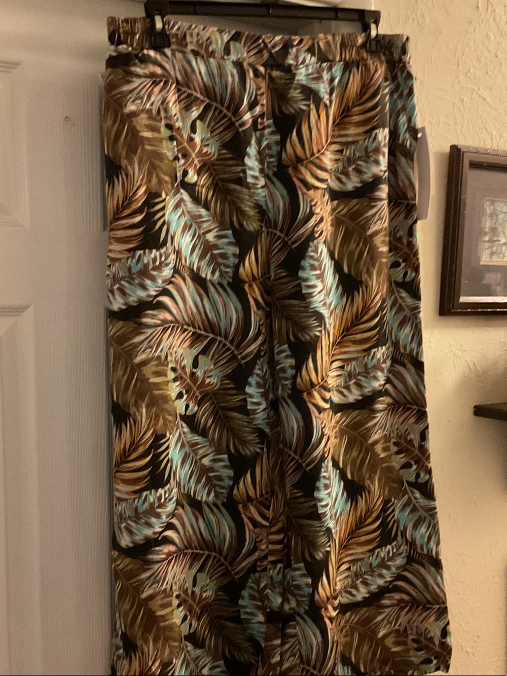 Jane & Delancey Tropical Leaf Print Maxi Wide Leg Pants NWT Retail $69 Size XL